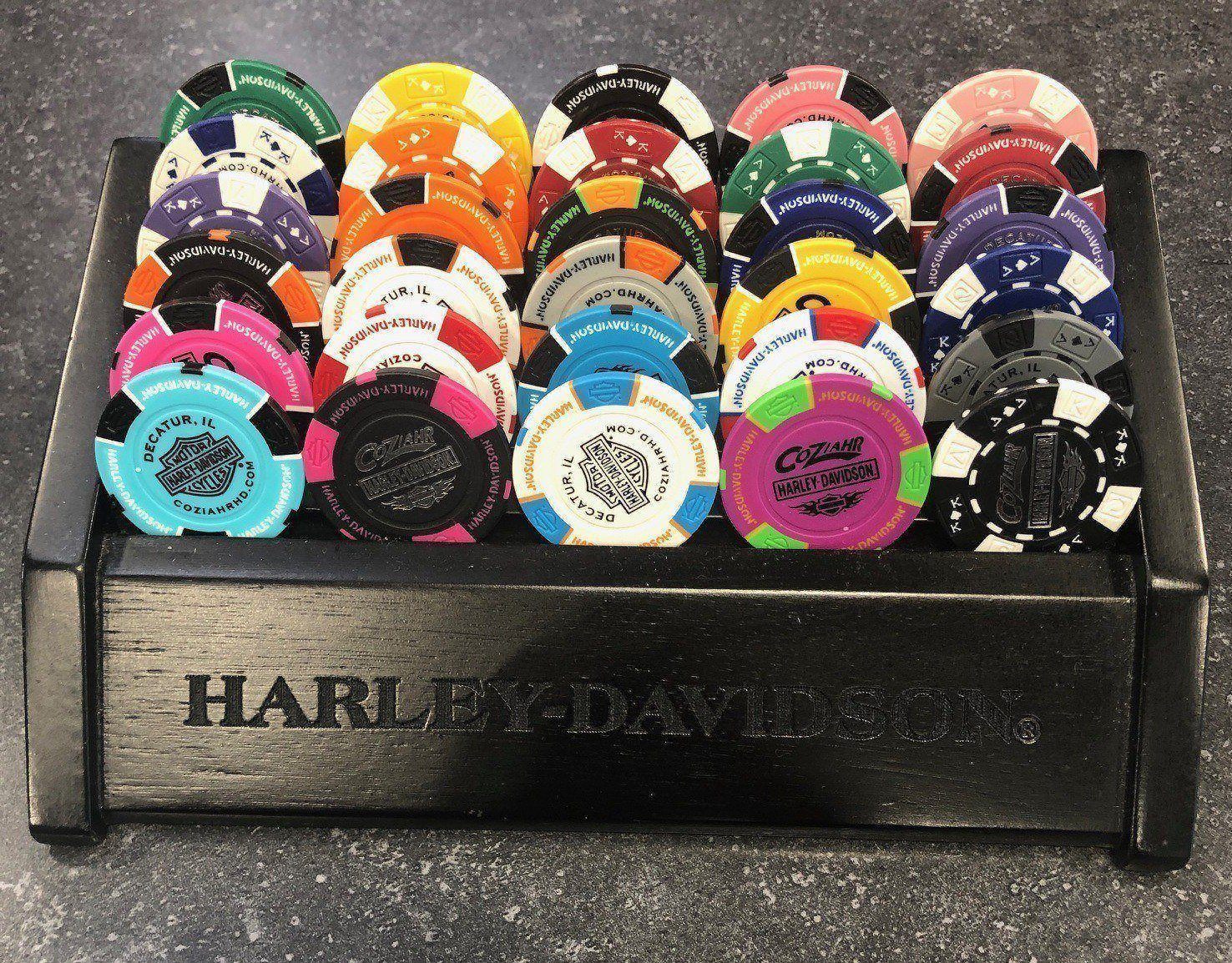Coziahr Harley-Davidson poker chips, assorted colors